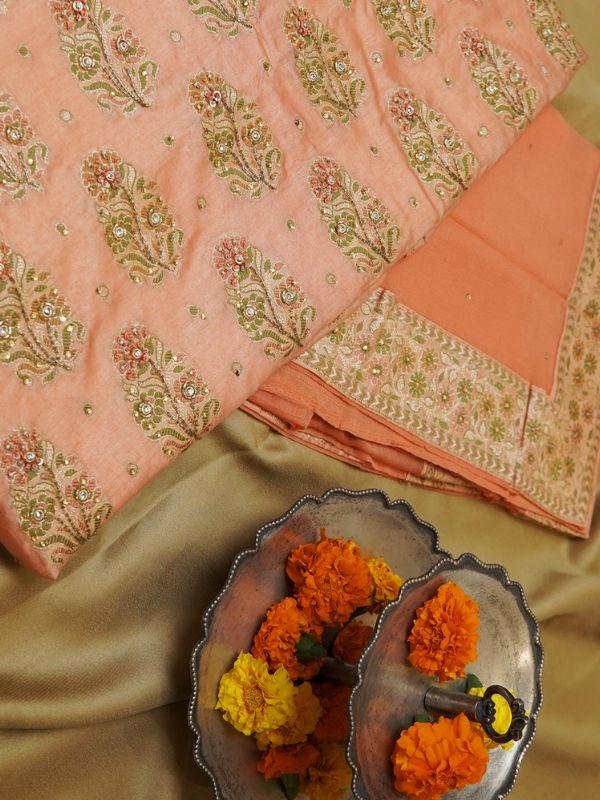 Peach Heavy Banarasi Suit Set - Krishanlalraman