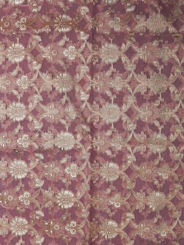 Pink Organza (Banarasi Weaving) Unstitched Suit Set