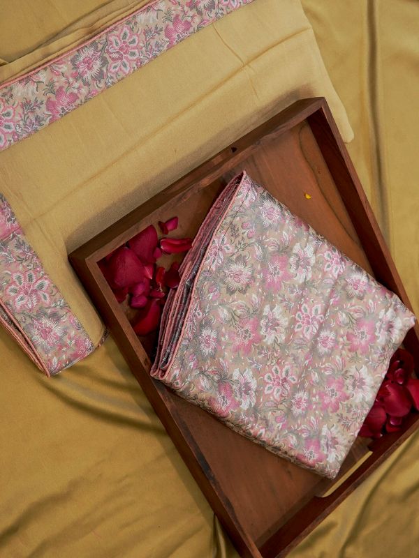 Floral Silk Unstitched Suits Set - Krishanlalraman