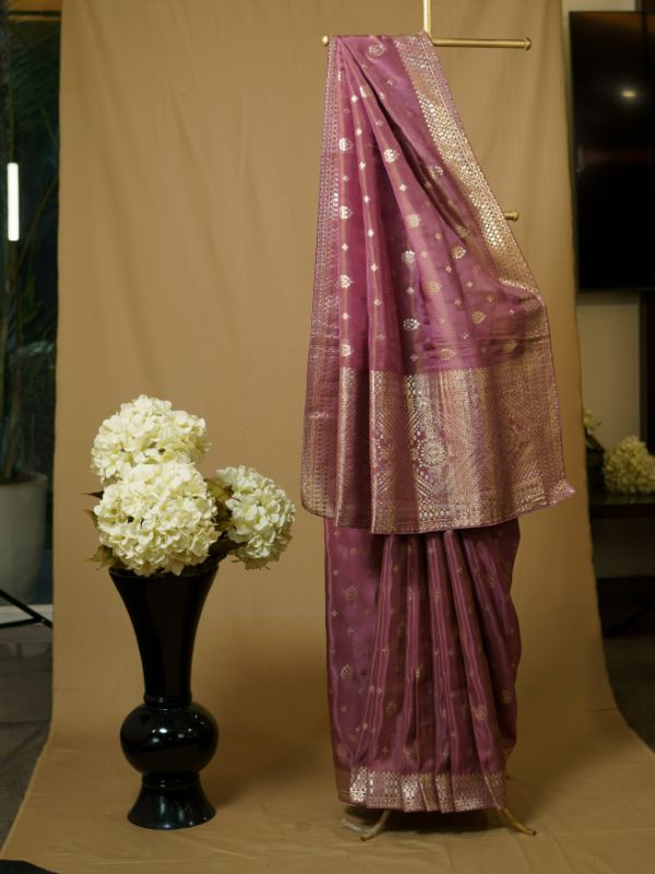 Tissue Mauve Silk Saree ( Gotta- Patti Weaving )